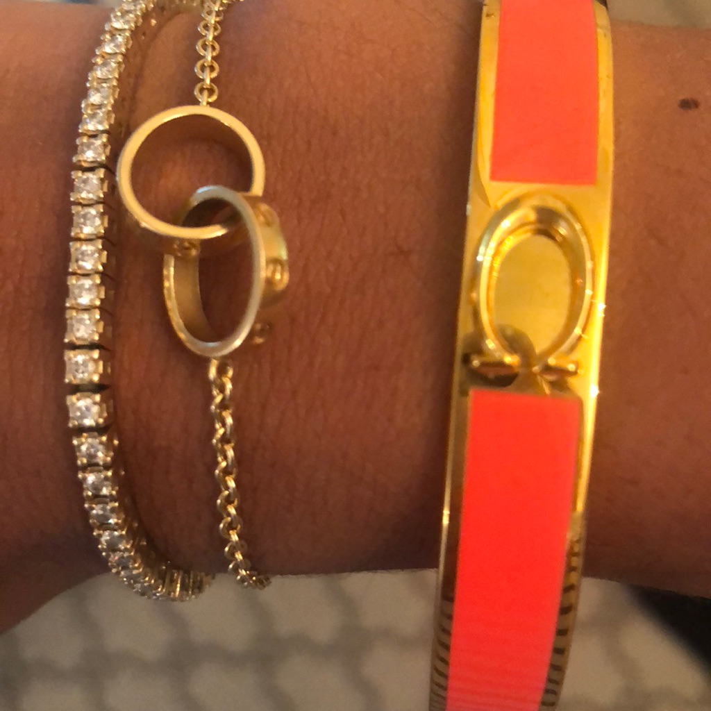Orange Enamel “C” Bracelet